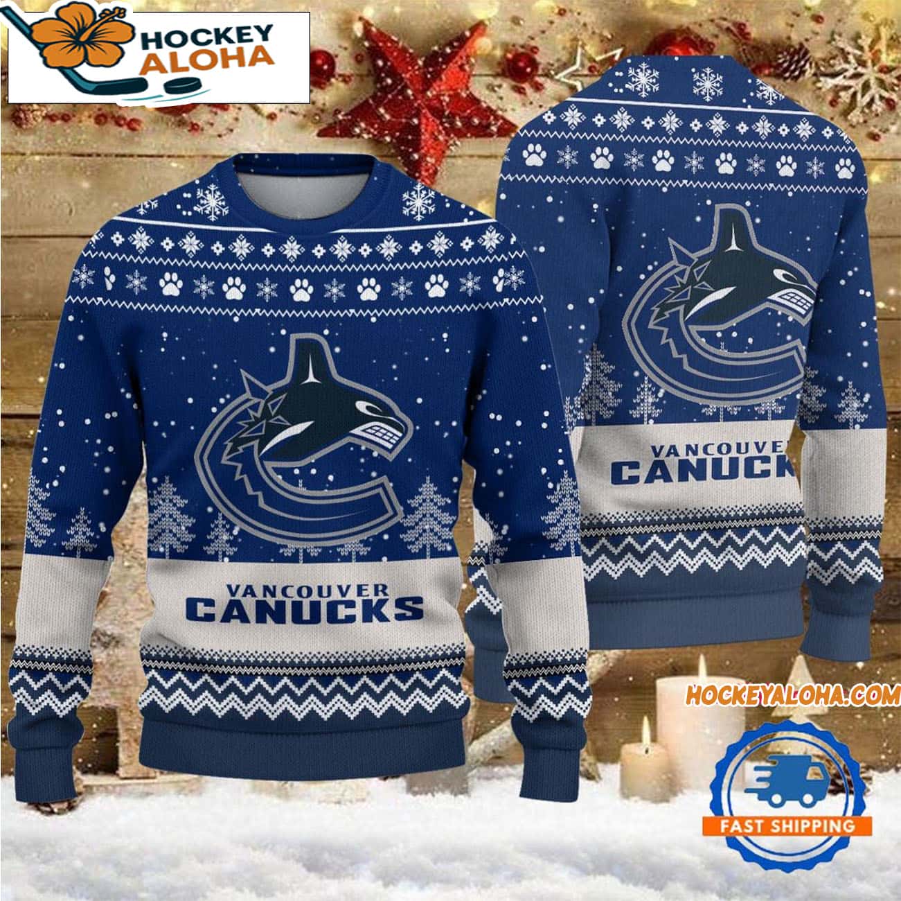 Vancouver Canucks Hockey Team Design New Christmas Ugly Sweater Vancouver Canucks Hockey Team Design New Christmas Ugly Sweater