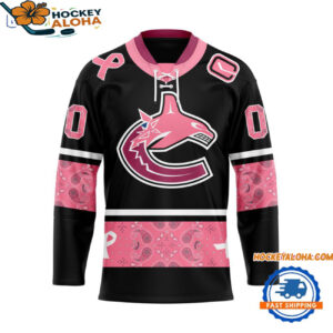 Vancouver Canucks In October We Wear Pink Breast Cancer Design Hockey Jersey 1