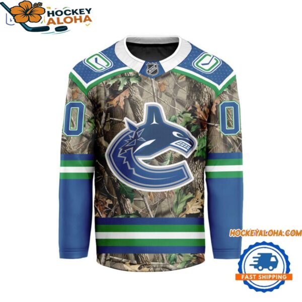 Vancouver Canucks Special Realtree Camo Hunting Hockey Jersey 1