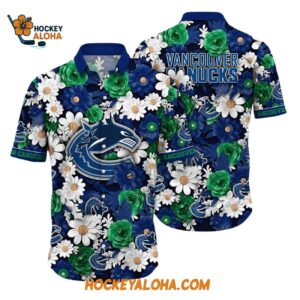 Vancouver Canucks Tropical Begonia Flower Pattern Summer Hawaiian Shirt 1