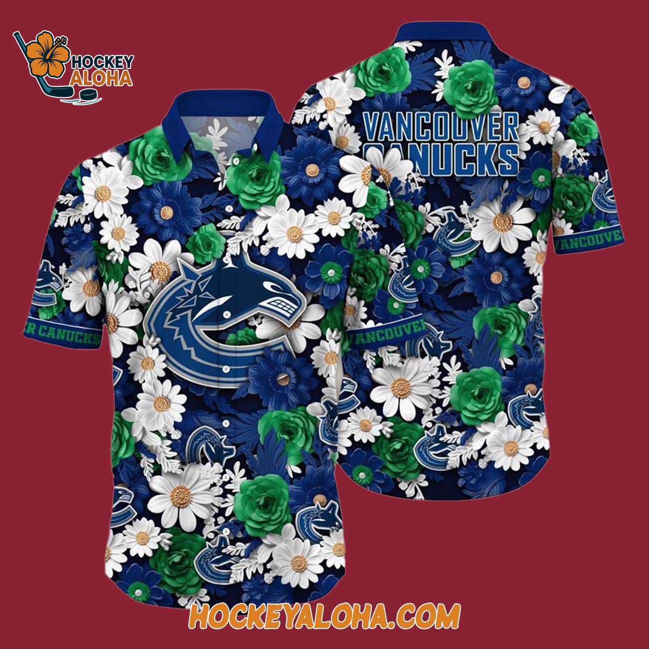 Vancouver Canucks Tropical Begonia Flower Pattern Summer Hawaiian Shirt Vancouver Canucks Tropical Begonia Flower Pattern Summer Hawaiian Shirt