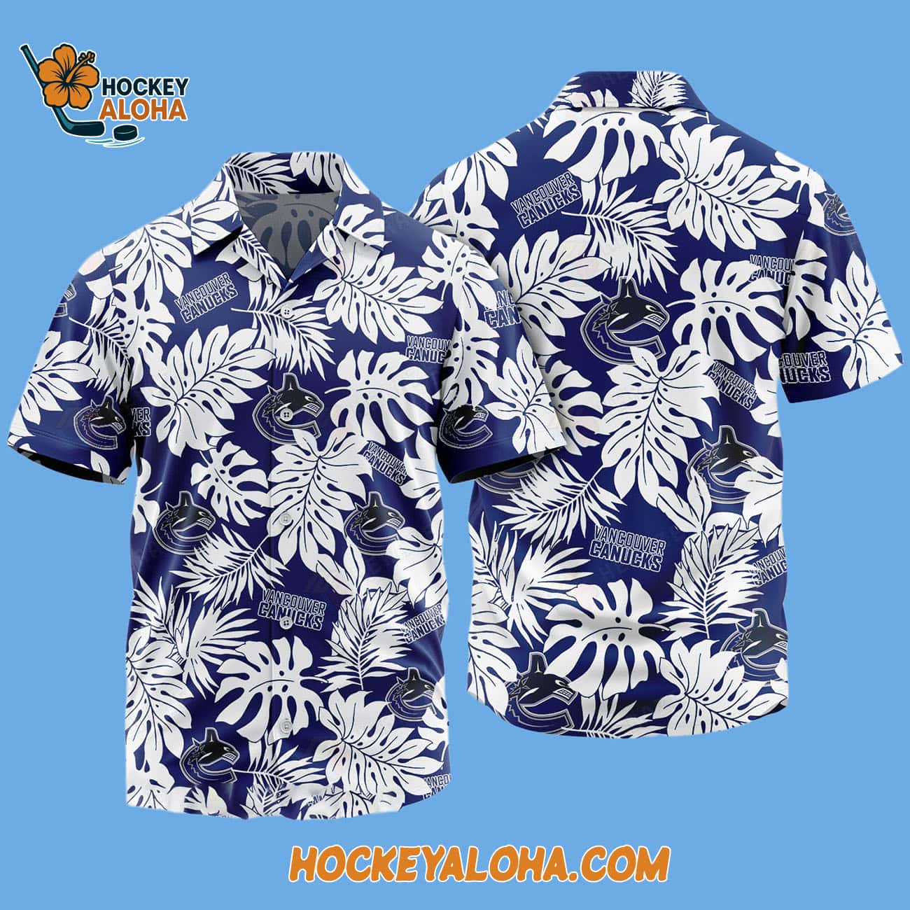 Vancouver Canucks Tropical Leafs Design Hawaiian Shirt Vancouver Canucks Tropical Leafs Design Hawaiian Shirt
