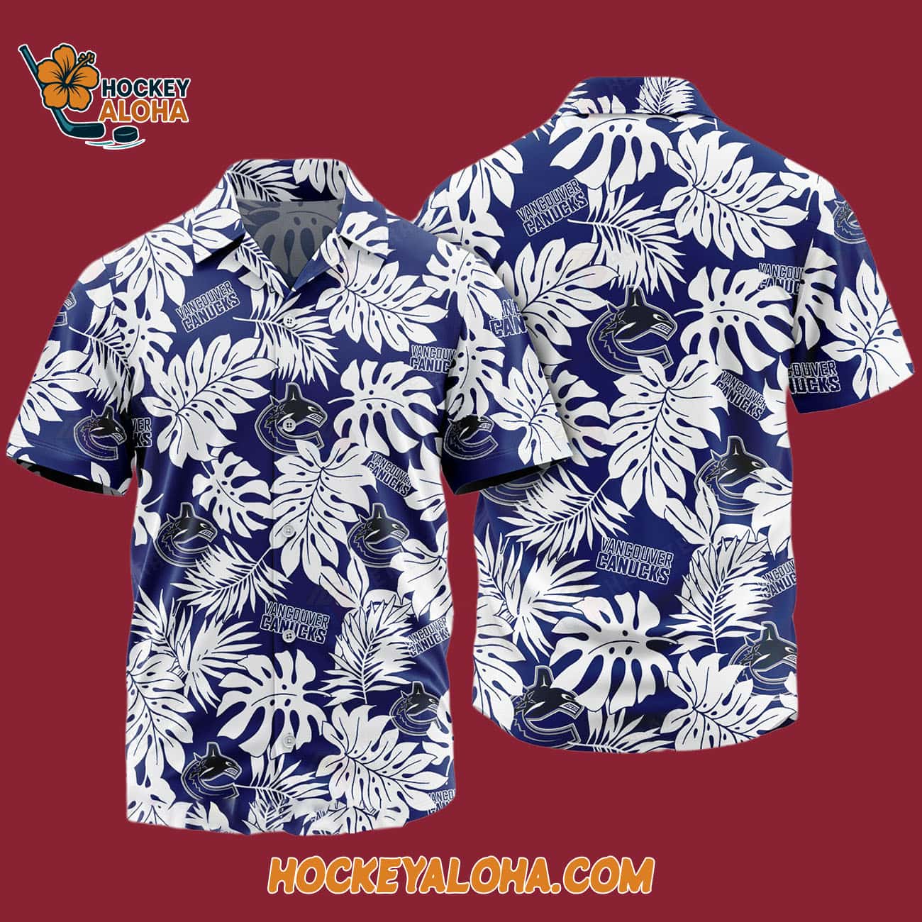 Vancouver Canucks Tropical Leafs Design Hawaiian Shirt Vancouver Canucks Tropical Leafs Design Hawaiian Shirt