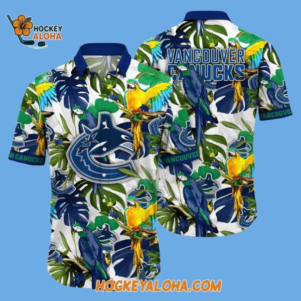Vancouver Canucks Tropical Parrot Pattern Summer Hawaiian Shirt 2