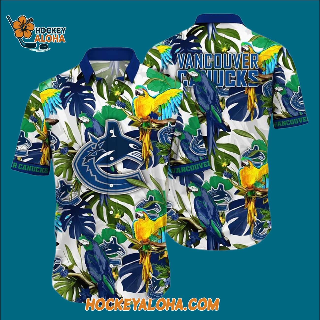 Vancouver Canucks Tropical Parrot Pattern Summer Hawaiian Shirt Vancouver Canucks Tropical Parrot Pattern Summer Hawaiian Shirt