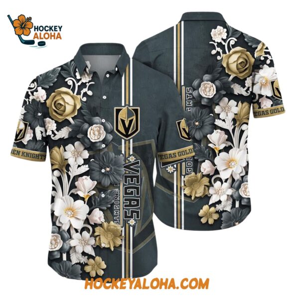 Vegas Golden Knights Tropical Hepatica Floral Pattern Summer Hawaiian Shirt 1