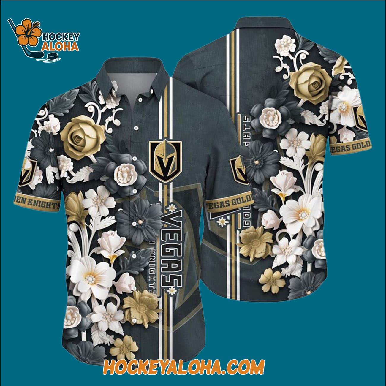 Vegas Golden Knights Tropical Hepatica Floral Pattern Summer Hawaiian Shirt Vegas Golden Knights Tropical Hepatica Floral Pattern Summer Hawaiian Shirt