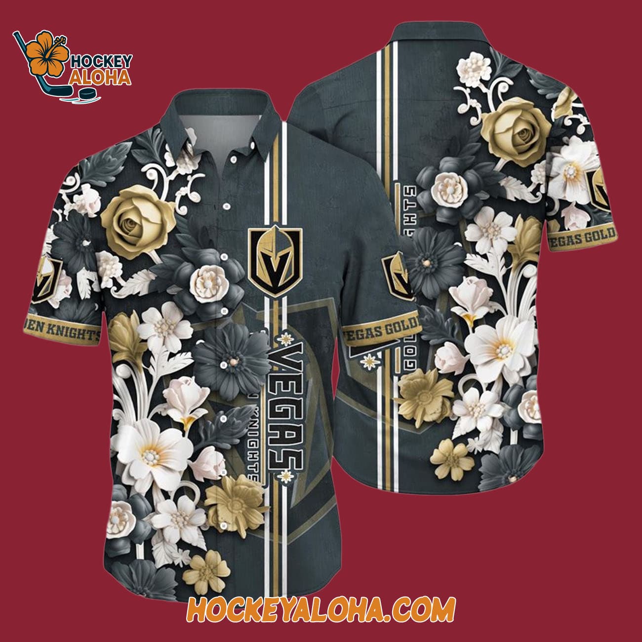 Vegas Golden Knights Tropical Hepatica Floral Pattern Summer Hawaiian Shirt Vegas Golden Knights Tropical Hepatica Floral Pattern Summer Hawaiian Shirt