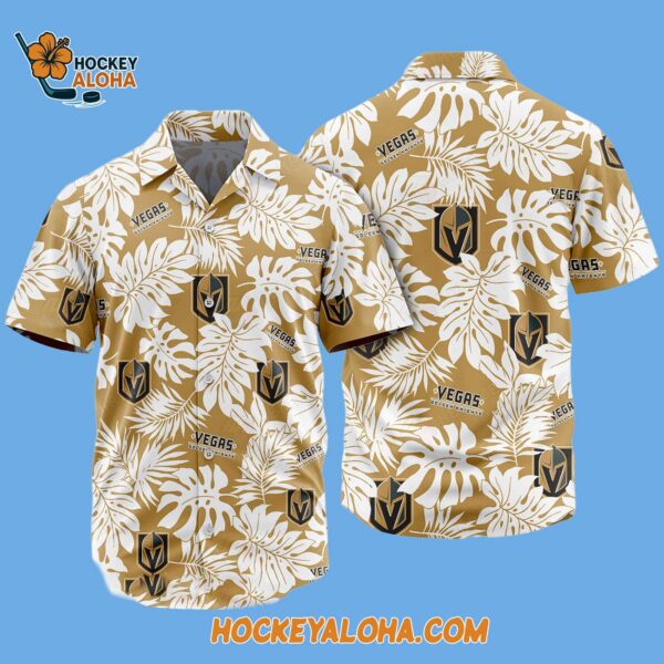 Vegas Golden Knights Tropical Leafs Design Hawaiian Shirt 2