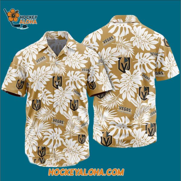 Vegas Golden Knights Tropical Leafs Design Hawaiian Shirt 3