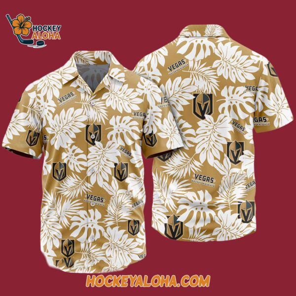 Vegas Golden Knights Tropical Leafs Design Hawaiian Shirt 4