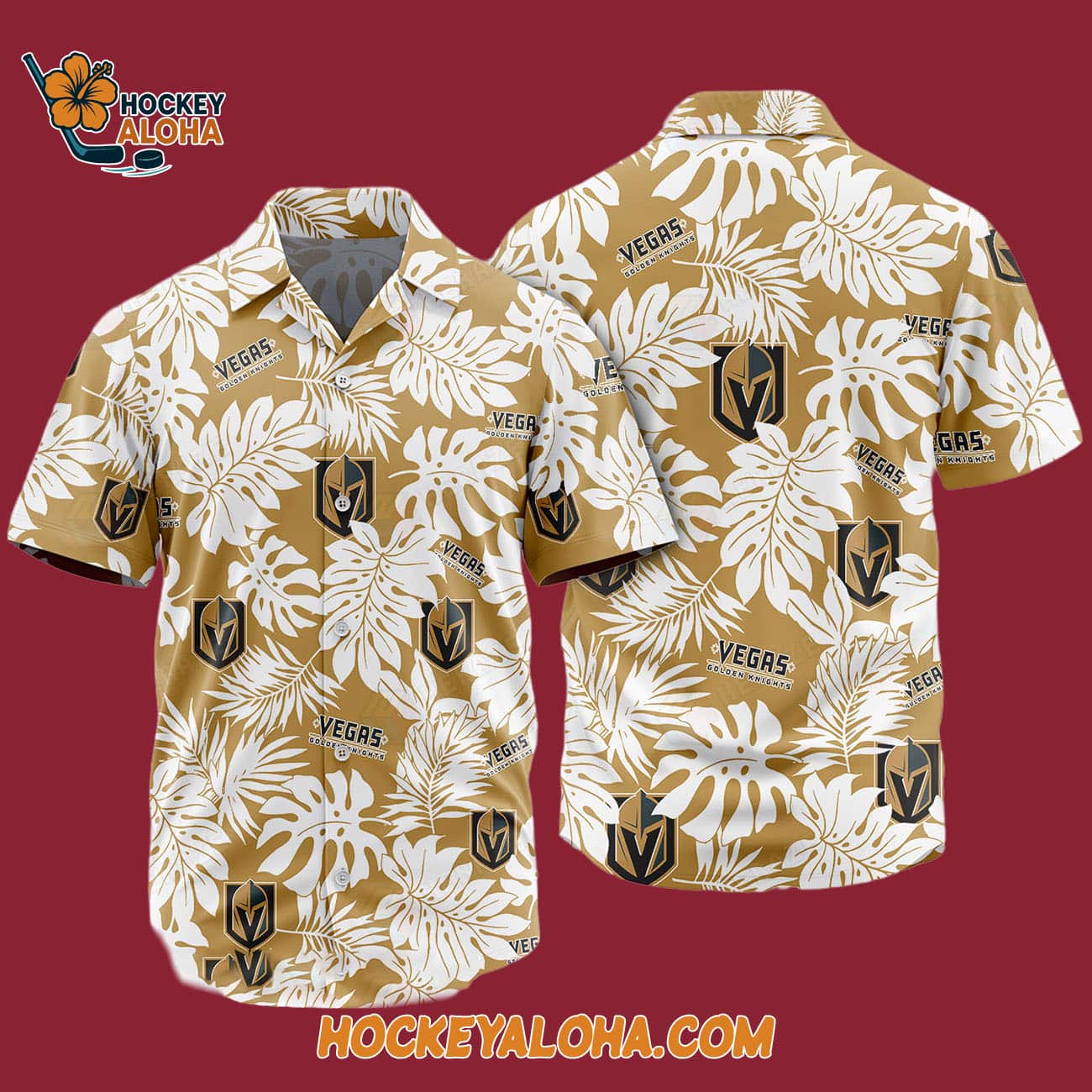 Vegas Golden Knights Tropical Leafs Design Hawaiian Shirt Vegas Golden Knights Tropical Leafs Design Hawaiian Shirt