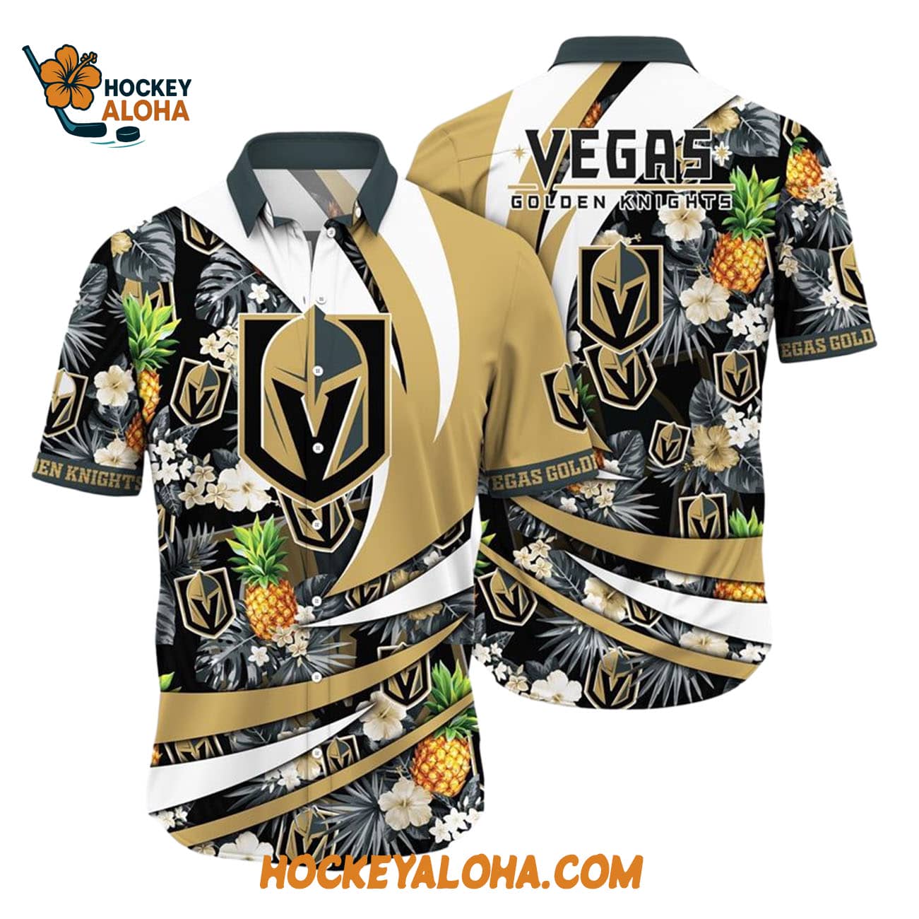 Vegas Golden Knights With Tropical Pineapple Summer Hawaiian Shirt Vegas Golden Knights With Tropical Pineapple Summer Hawaiian Shirt