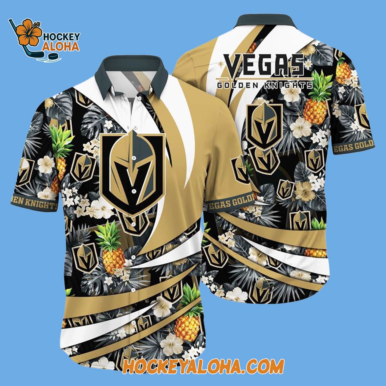 Vegas Golden Knights With Tropical Pineapple Summer Hawaiian Shirt Vegas Golden Knights With Tropical Pineapple Summer Hawaiian Shirt