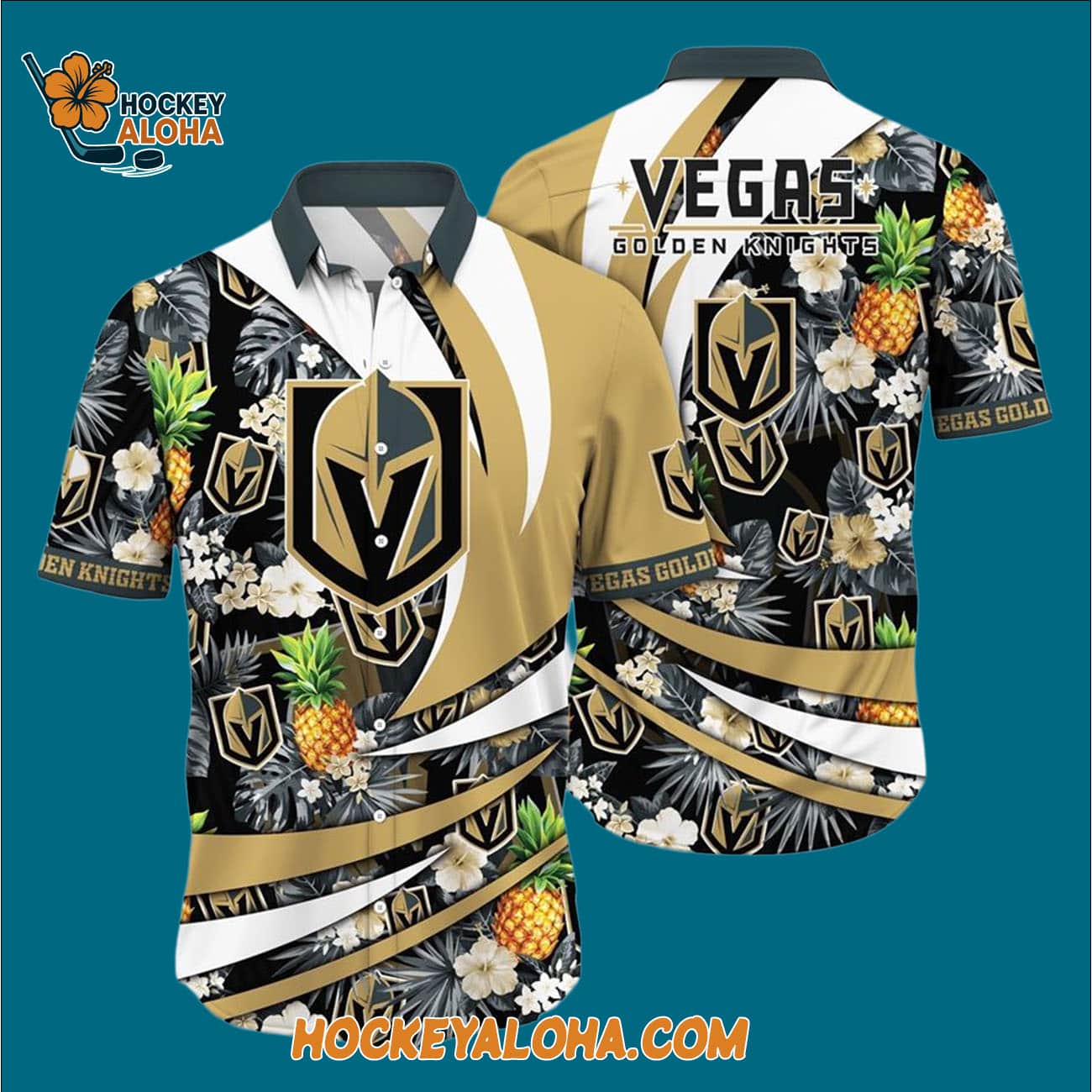 Vegas Golden Knights With Tropical Pineapple Summer Hawaiian Shirt Vegas Golden Knights With Tropical Pineapple Summer Hawaiian Shirt