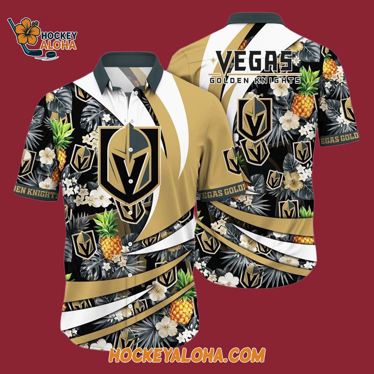 Vegas Golden Knights With Tropical Pineapple Summer Hawaiian Shirt Vegas Golden Knights With Tropical Pineapple Summer Hawaiian Shirt