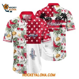 Washington Capitals Tropical Hat And Glasses Pattern Summer Hawaiian Shirt 1