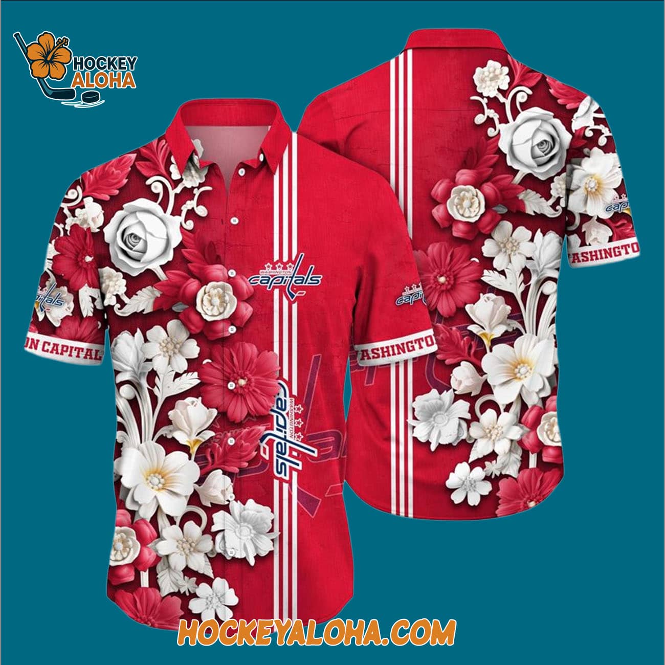 Washington Capitals Tropical Hepatica Floral Pattern Summer Hawaiian Shirt Washington Capitals Tropical Hepatica Floral Pattern Summer Hawaiian Shirt