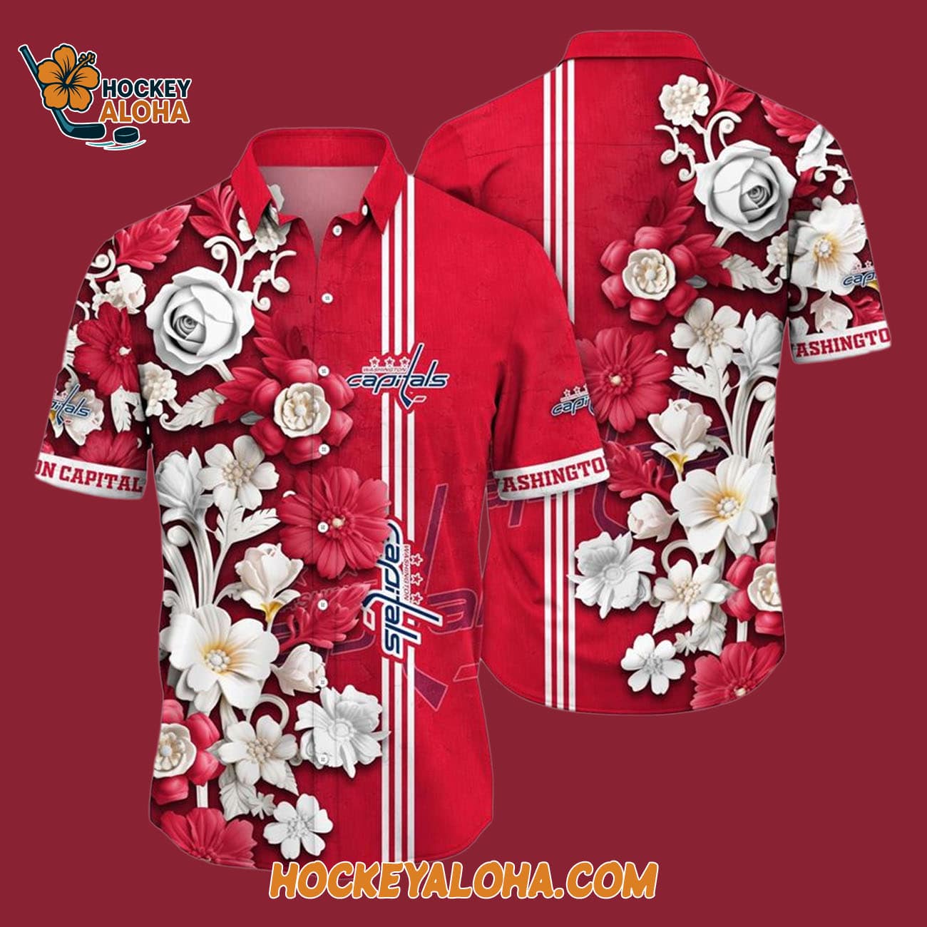 Washington Capitals Tropical Hepatica Floral Pattern Summer Hawaiian Shirt Washington Capitals Tropical Hepatica Floral Pattern Summer Hawaiian Shirt