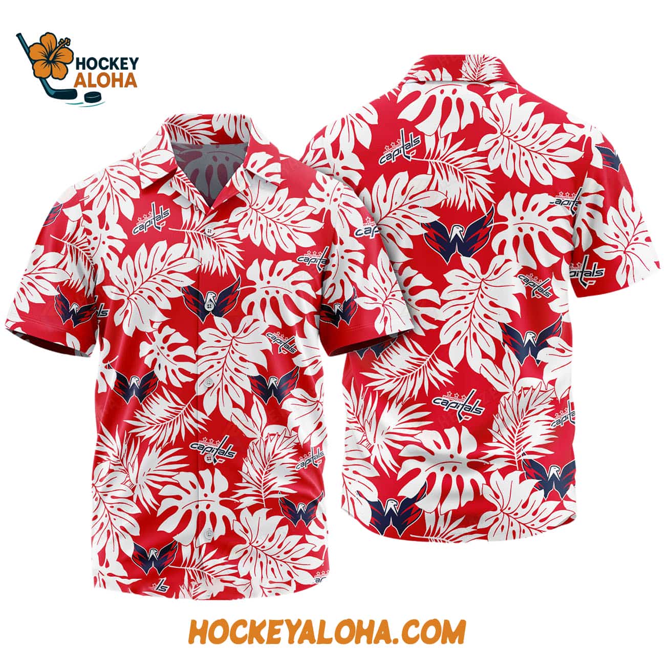 Washington Capitals Tropical Leafs Design Hawaiian Shirt Washington Capitals Tropical Leafs Design Hawaiian Shirt