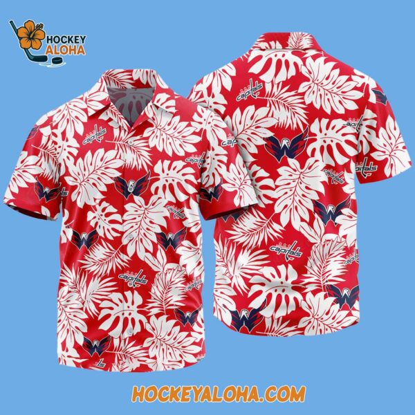 Washington Capitals Tropical Leafs Design Hawaiian Shirt 2