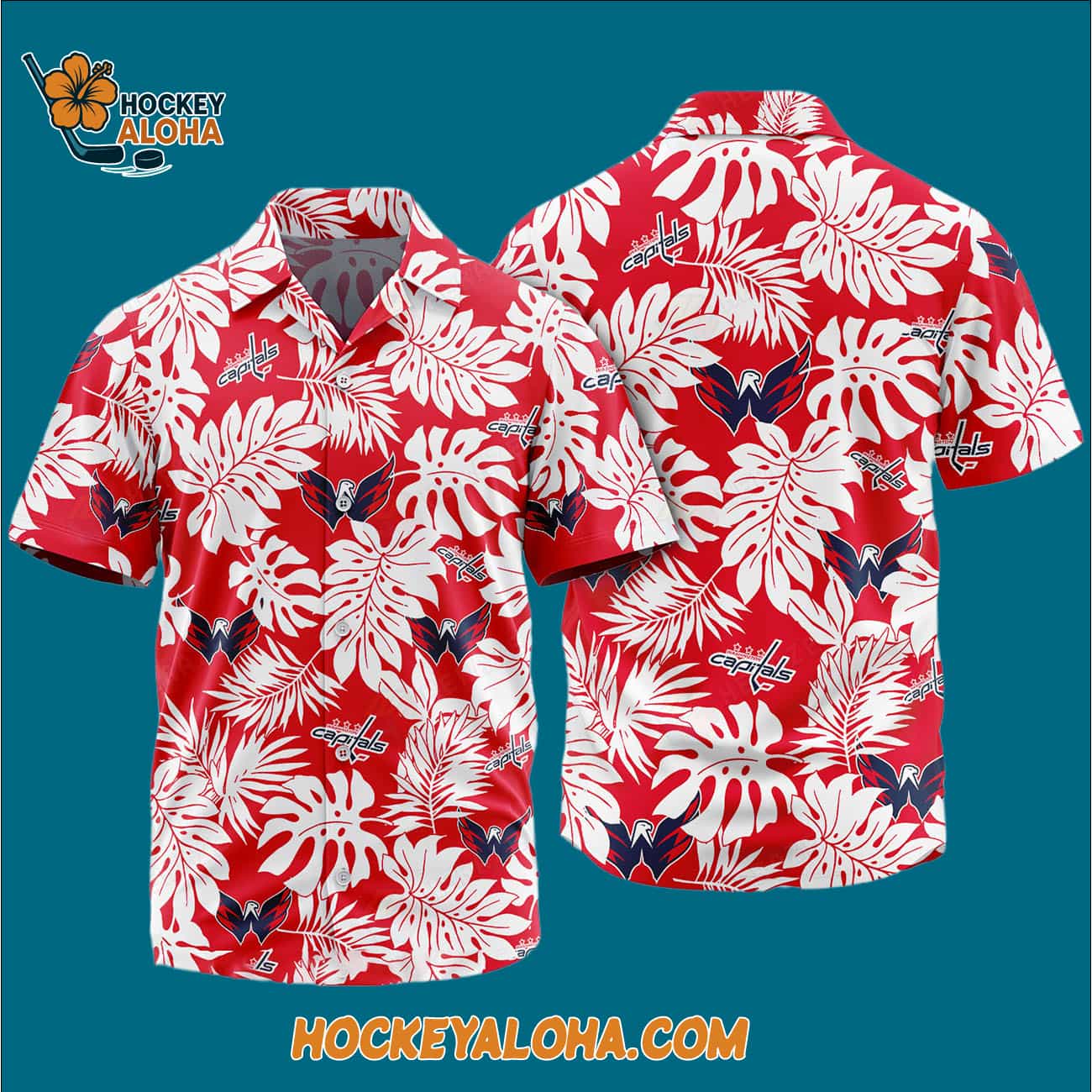 Washington Capitals Tropical Leafs Design Hawaiian Shirt Washington Capitals Tropical Leafs Design Hawaiian Shirt