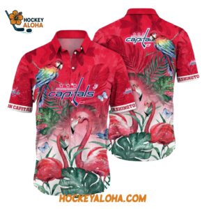 Washington Capitals Tropical Parrot And Flamingo Motifs Summer Hawaiian Shirt 1