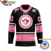 Winnipeg Jets In October We Wear Pink Breast Cancer Design Hockey Jersey 1