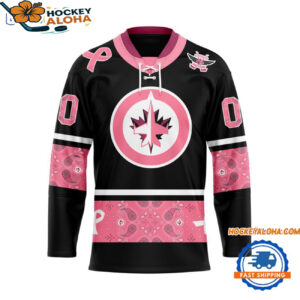 Winnipeg Jets In October We Wear Pink Breast Cancer Design Hockey Jersey 1