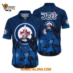 Winnipeg Jets Tropical Flamingo Pattern Summer Hawaiian Shirt 1