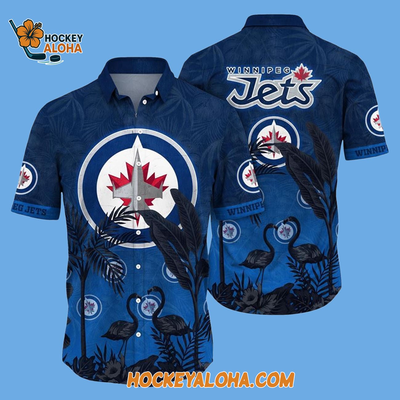 Winnipeg Jets Tropical Flamingo Pattern Summer Hawaiian Shirt Winnipeg Jets Tropical Flamingo Pattern Summer Hawaiian Shirt