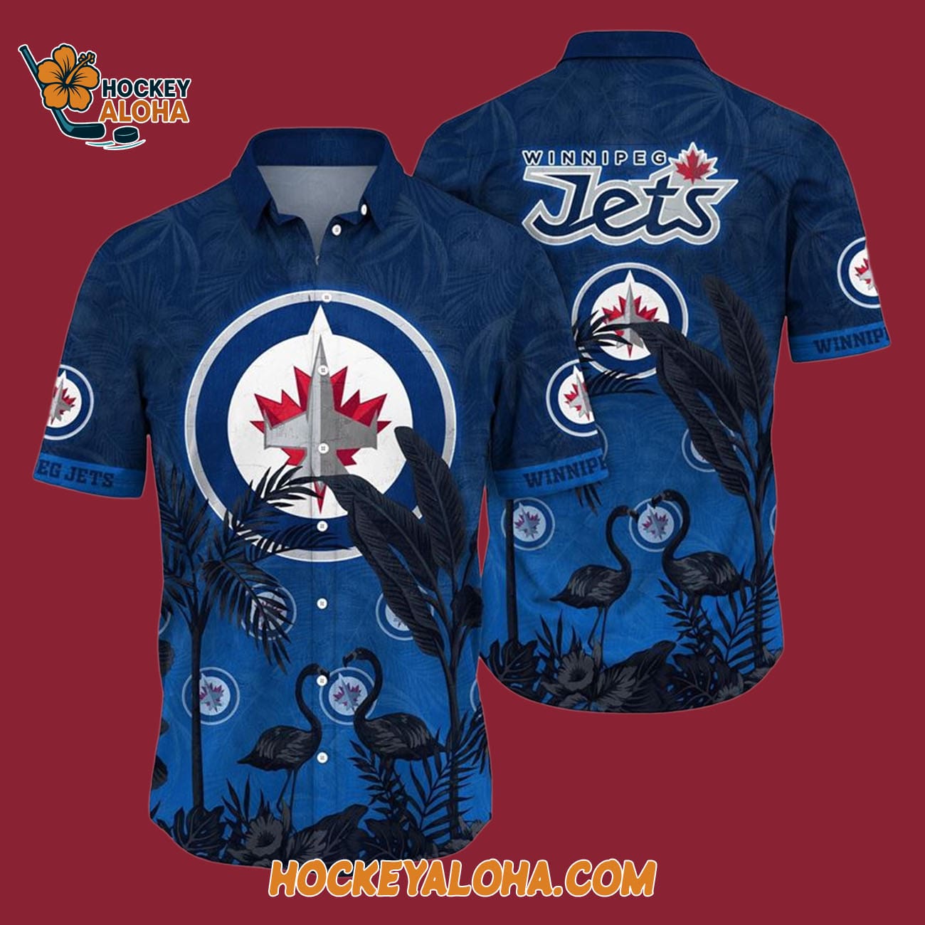 Winnipeg Jets Tropical Flamingo Pattern Summer Hawaiian Shirt Winnipeg Jets Tropical Flamingo Pattern Summer Hawaiian Shirt