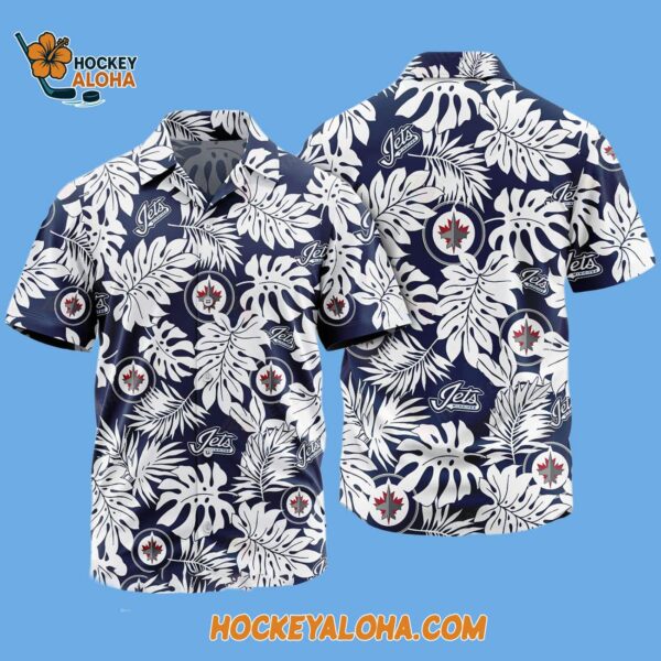 Winnipeg Jets Tropical Leafs Design Hawaiian Shirt 2