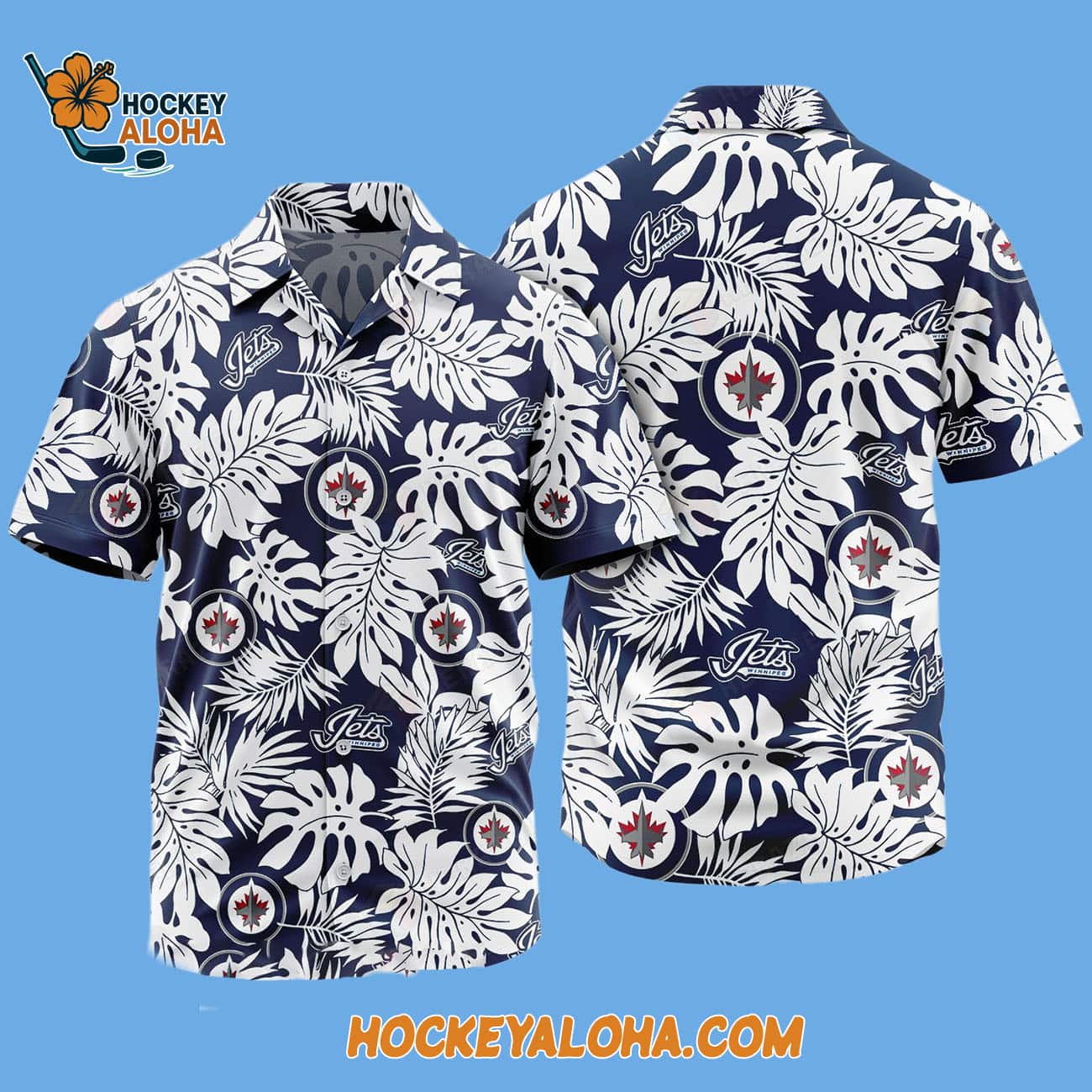 Winnipeg Jets Tropical Leafs Design Hawaiian Shirt Winnipeg Jets Tropical Leafs Design Hawaiian Shirt