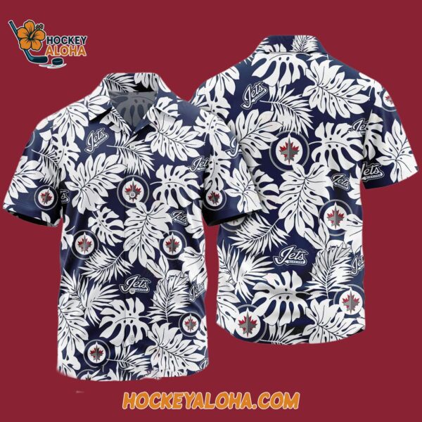 Winnipeg Jets Tropical Leafs Design Hawaiian Shirt 4