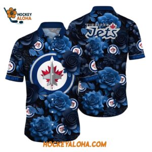 Winnipeg Jets Tropical Rose Pattern Summer Hawaiian Shirt 1