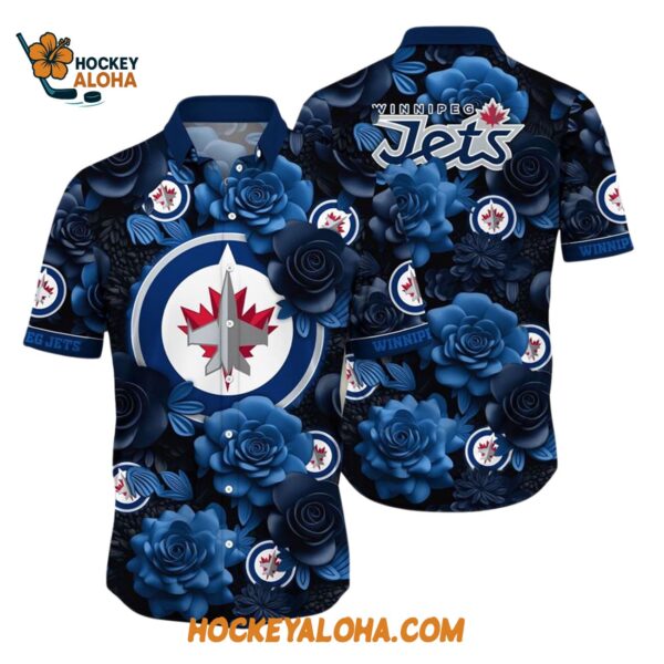 Winnipeg Jets Tropical Rose Pattern Summer Hawaiian Shirt 1