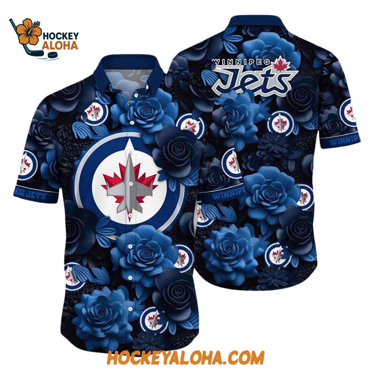 Winnipeg Jets Tropical Rose Pattern Summer Hawaiian Shirt Winnipeg Jets Tropical Rose Pattern Summer Hawaiian Shirt
