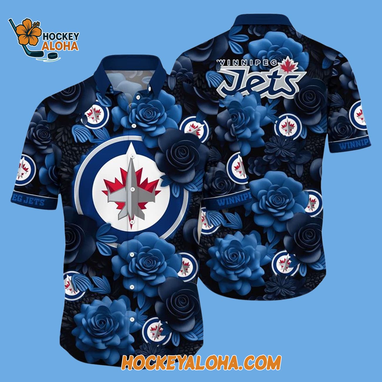 Winnipeg Jets Tropical Rose Pattern Summer Hawaiian Shirt Winnipeg Jets Tropical Rose Pattern Summer Hawaiian Shirt