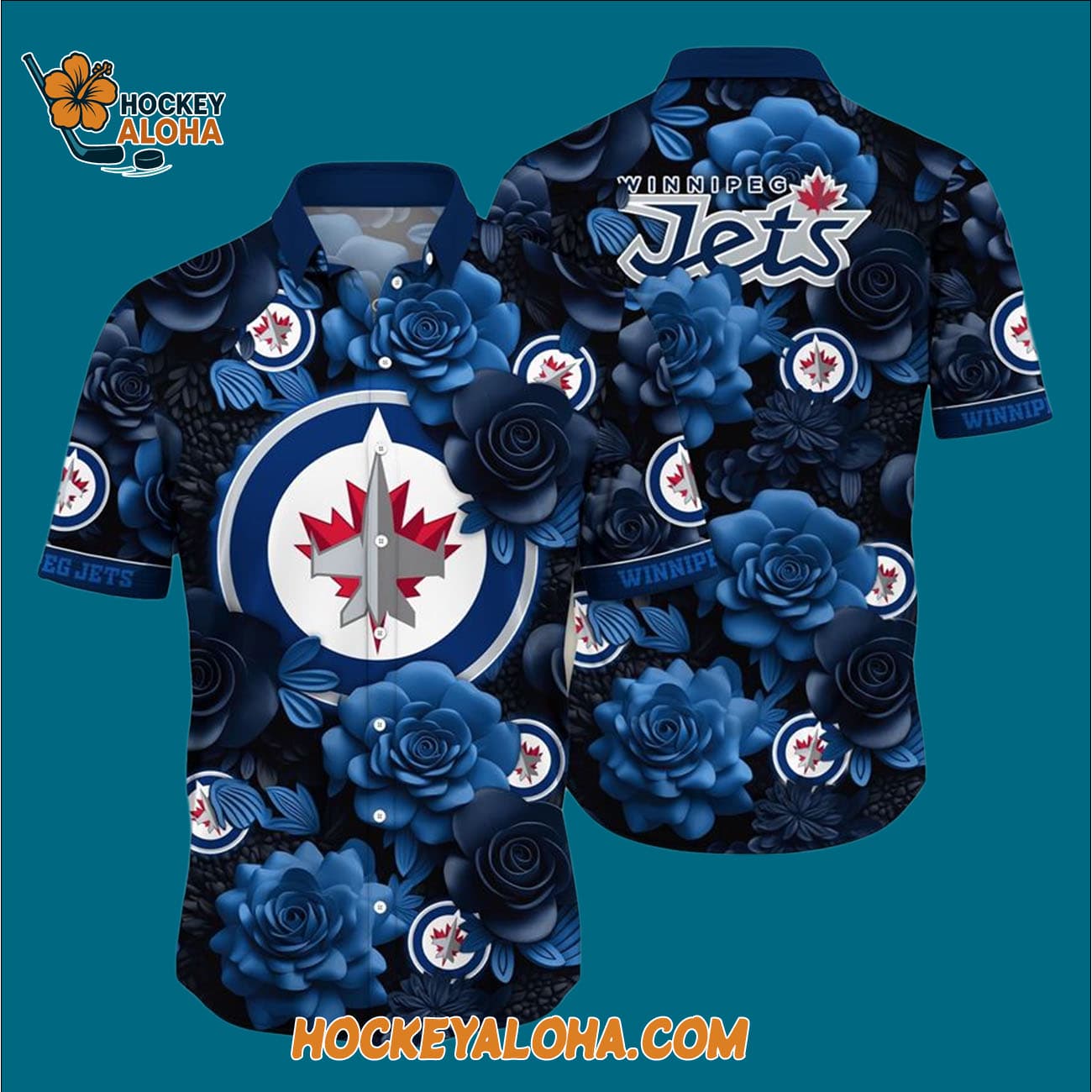 Winnipeg Jets Tropical Rose Pattern Summer Hawaiian Shirt Winnipeg Jets Tropical Rose Pattern Summer Hawaiian Shirt
