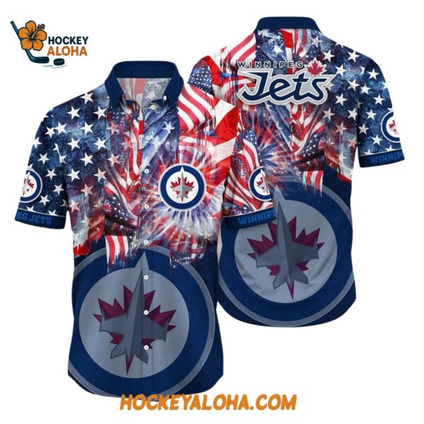 Winnipeg Jets With American Independence Day Pattern Summer Hawaiian Shirt 1
