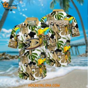 NHL Anaheim Ducks Hawaiian Shirt Tropical Parrot Pattern Summer Hawaiian Shirt