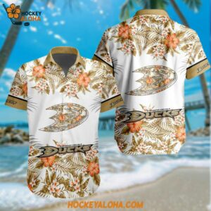 NHL Anaheim Ducks Special Flower Tropical Design Hawaiian Button Shirt