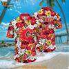 NHL Calgary Flames Hawaiian Shirt Tropical Begonia Flower Pattern Summer Hawaiian Shirt