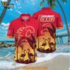 NHL Calgary Flames Hawaiian Shirt Tropical Flamingo Pattern Summer Hawaiian Shirt