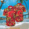 NHL Calgary Flames Hawaiian Shirt Tropical Leaf Pattern Summer Hawaiian Shirt