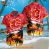 NHL Calgary Flames Special Palm Tree Hawaiian Button Shirt