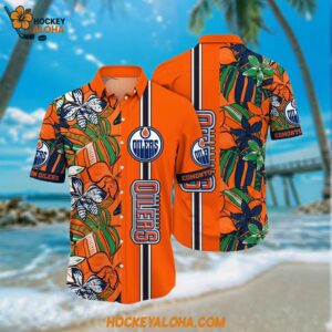 NHL Edmonton Oilers Hawaiian Shirt Tropical Tropical Forest Floral Pattern Summer Hawaiian Shirt
