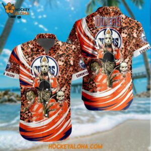 NHL Edmonton Oilers Special Movies Character Halloween Design Hawaiian Button Shirt