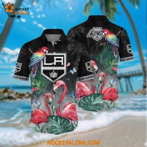 Nhl Los Angeles Kings Hawaiian Shirt Tropical Parrot And Flamingo Motifs Summer Hawaiian Shirt